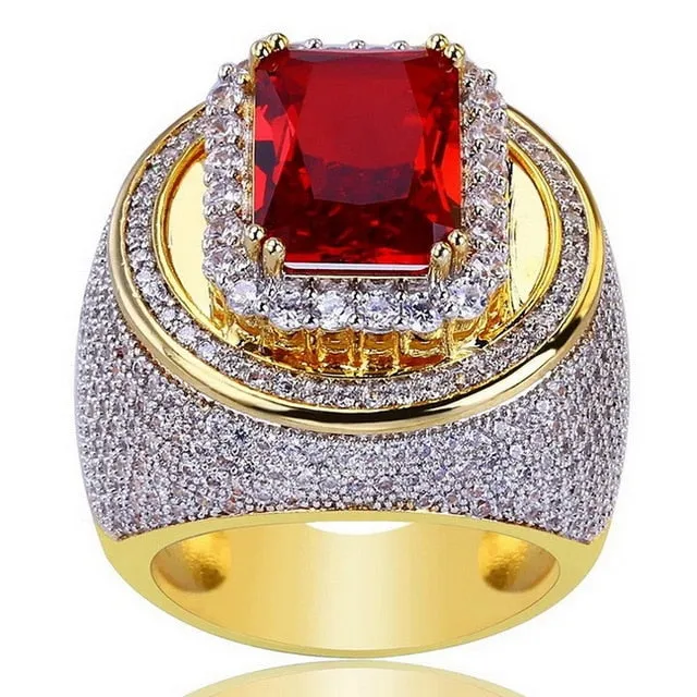 Iced Out Rings Men Ring Gold Color