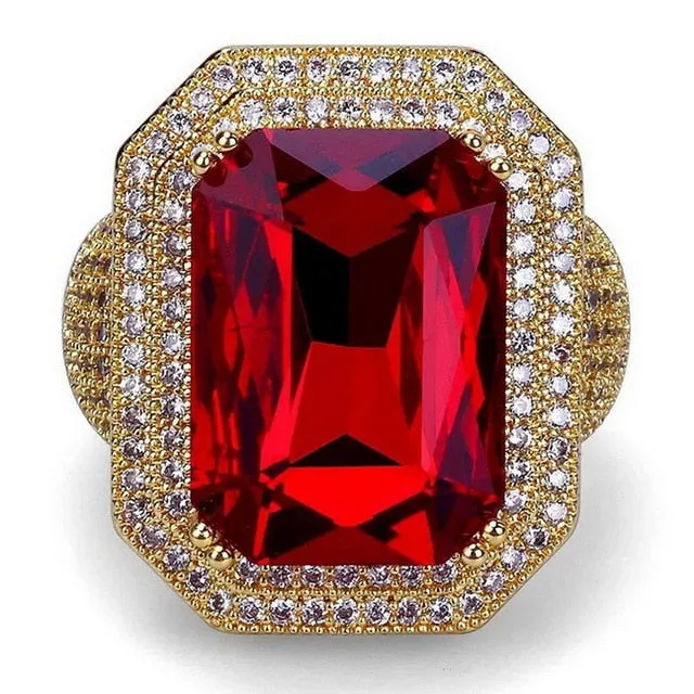 Iced Out Rings Men Ring Gold Color