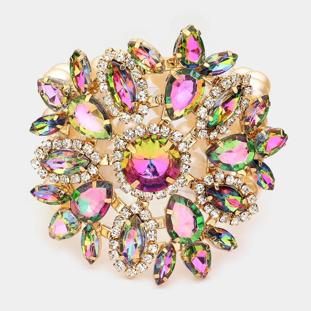 iLLASPARKZ Flower Stone Cluster Embellished Pearl Bracelet