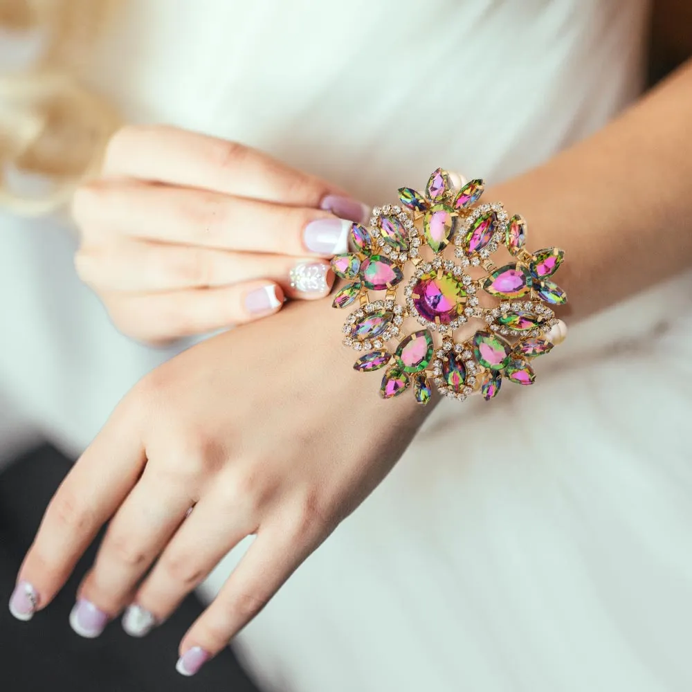 iLLASPARKZ Flower Stone Cluster Embellished Pearl Bracelet