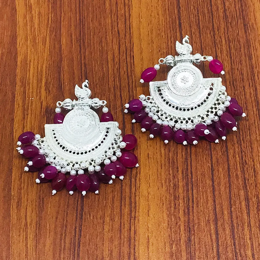 Indian Oxidized Big Earrings With Beads