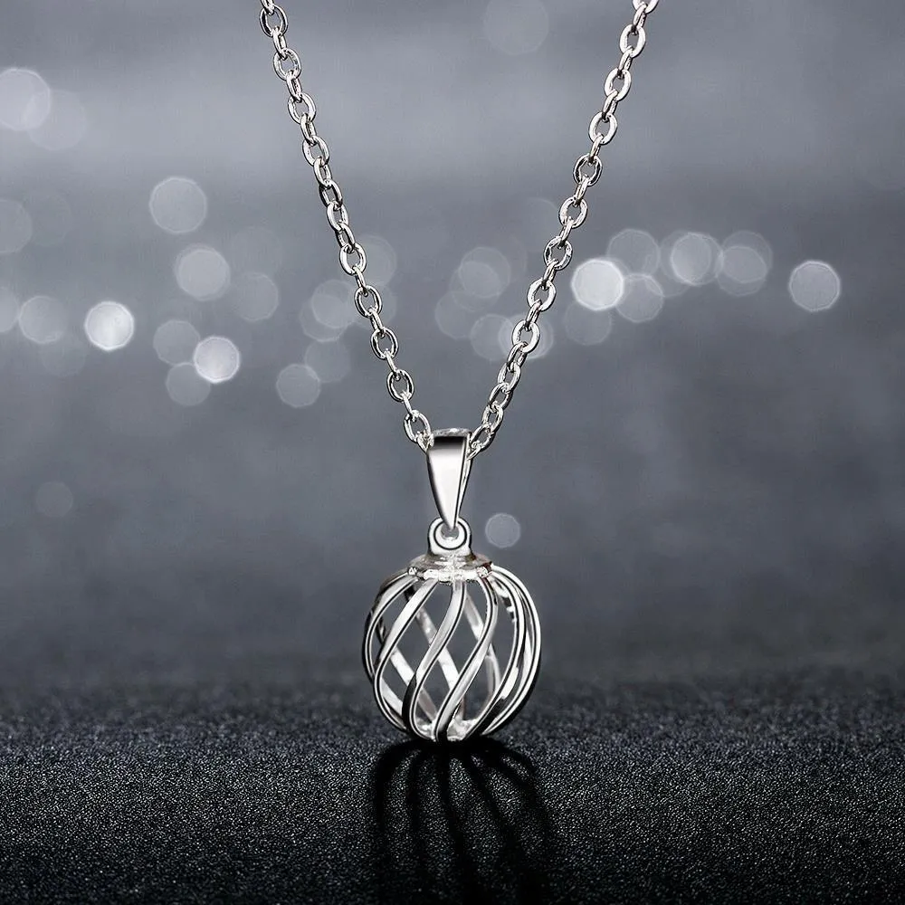 Intertwined Ball 18K White Gold Plated Necklace
