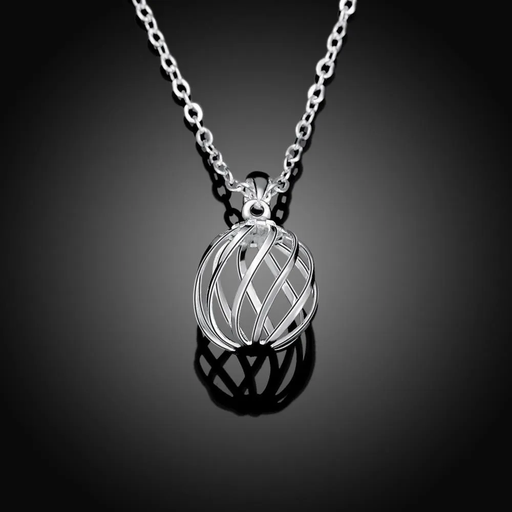 Intertwined Ball 18K White Gold Plated Necklace
