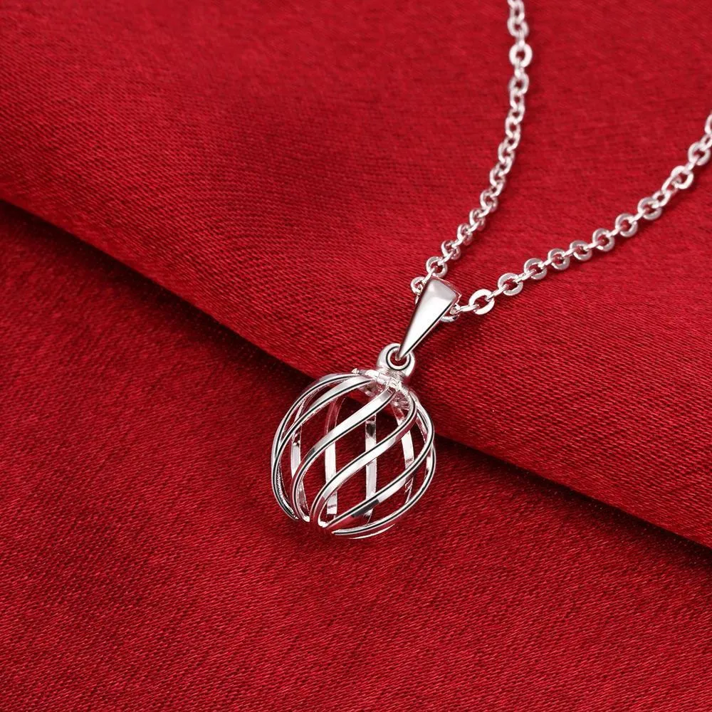 Intertwined Ball 18K White Gold Plated Necklace