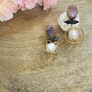 ISABELLA- SEMIPRECIOUS BRASS EARRINGS