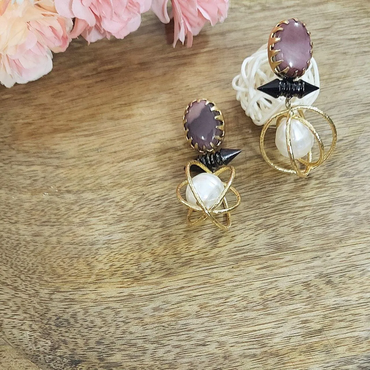 ISABELLA- SEMIPRECIOUS BRASS EARRINGS