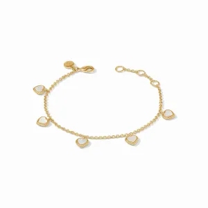 [Julie Vos] Heart Delicate Charm Bracelet-Mother of Pearl