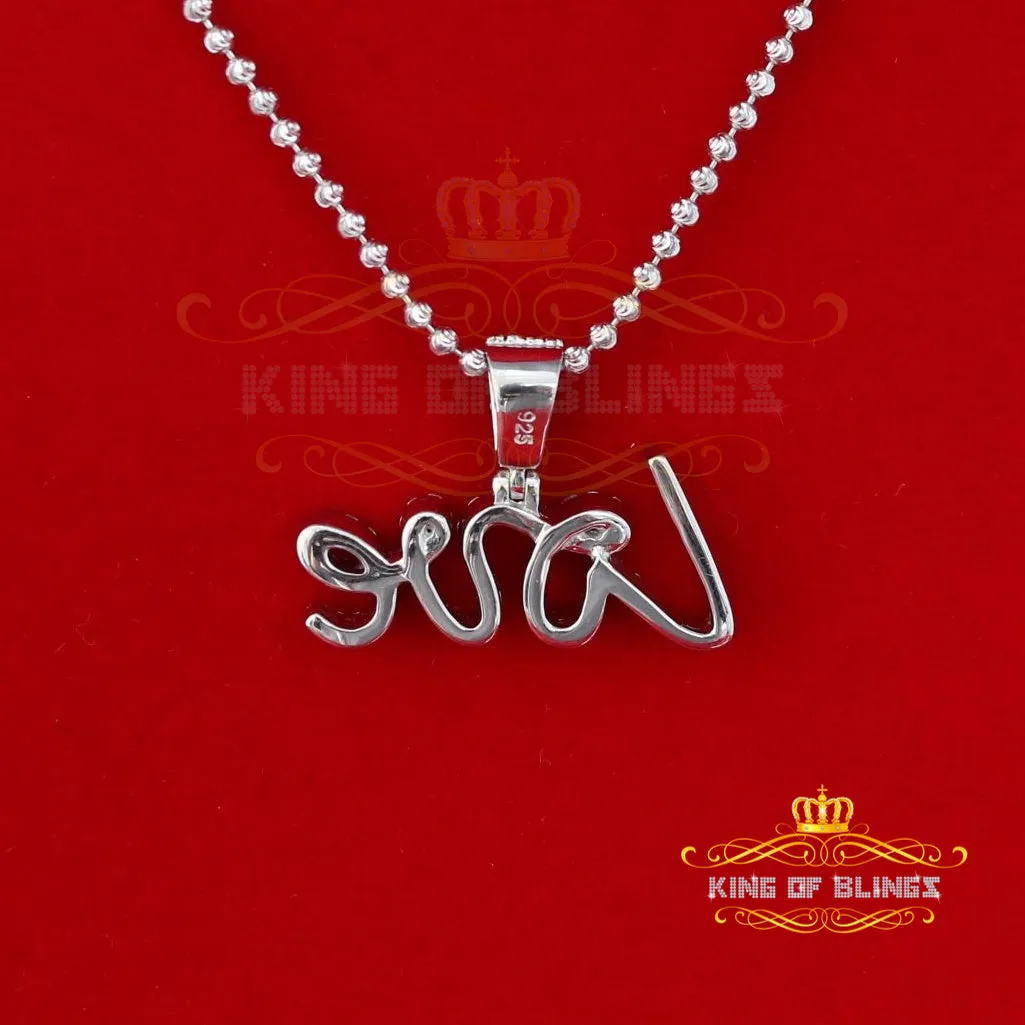 King Of Bling's Fancy 925 White Sterling Silver with LOVE Shape Pendant 1.75ct Cubic Zirconia