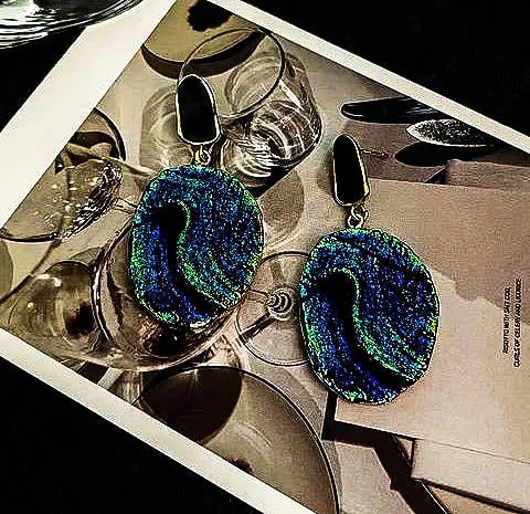 Klein Blue Earrings with unique patterns