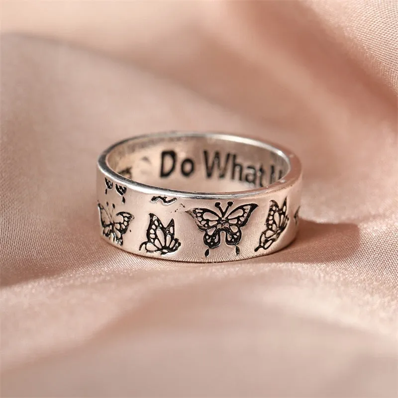 Korean Fashion Butterfly Rings for Women Punk Trendy Vintage Smooth