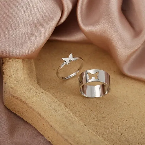 Korean Fashion Butterfly Rings for Women Punk Trendy Vintage Smooth
