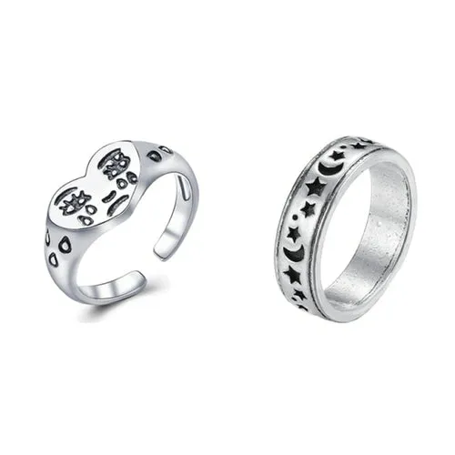 Korean Fashion Butterfly Rings for Women Punk Trendy Vintage Smooth