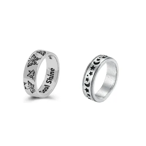 Korean Fashion Butterfly Rings for Women Punk Trendy Vintage Smooth