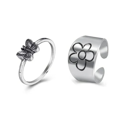 Korean Fashion Butterfly Rings for Women Punk Trendy Vintage Smooth