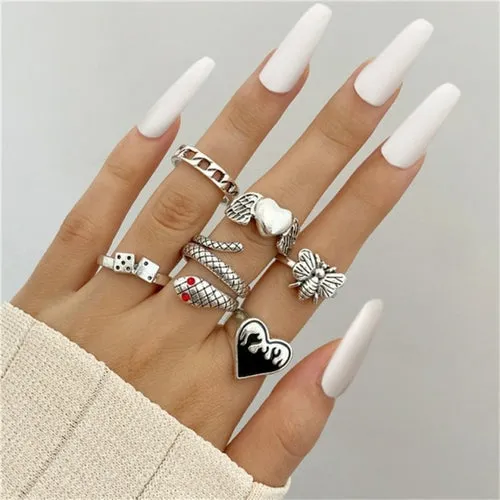 Korean Fashion Butterfly Rings for Women Punk Trendy Vintage Smooth