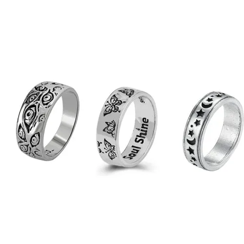Korean Fashion Butterfly Rings for Women Punk Trendy Vintage Smooth