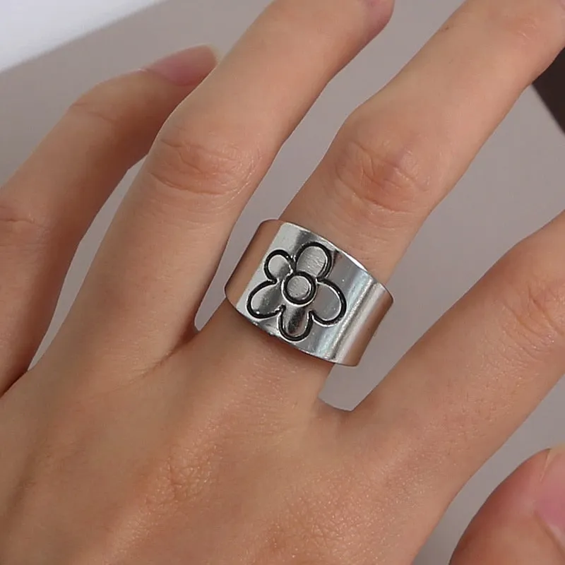 Korean Fashion Butterfly Rings for Women Punk Trendy Vintage Smooth