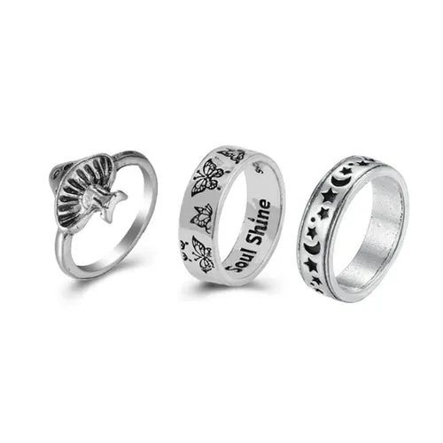 Korean Fashion Butterfly Rings for Women Punk Trendy Vintage Smooth