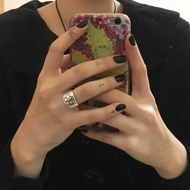 Korean Fashion Butterfly Rings for Women Punk Trendy Vintage Smooth