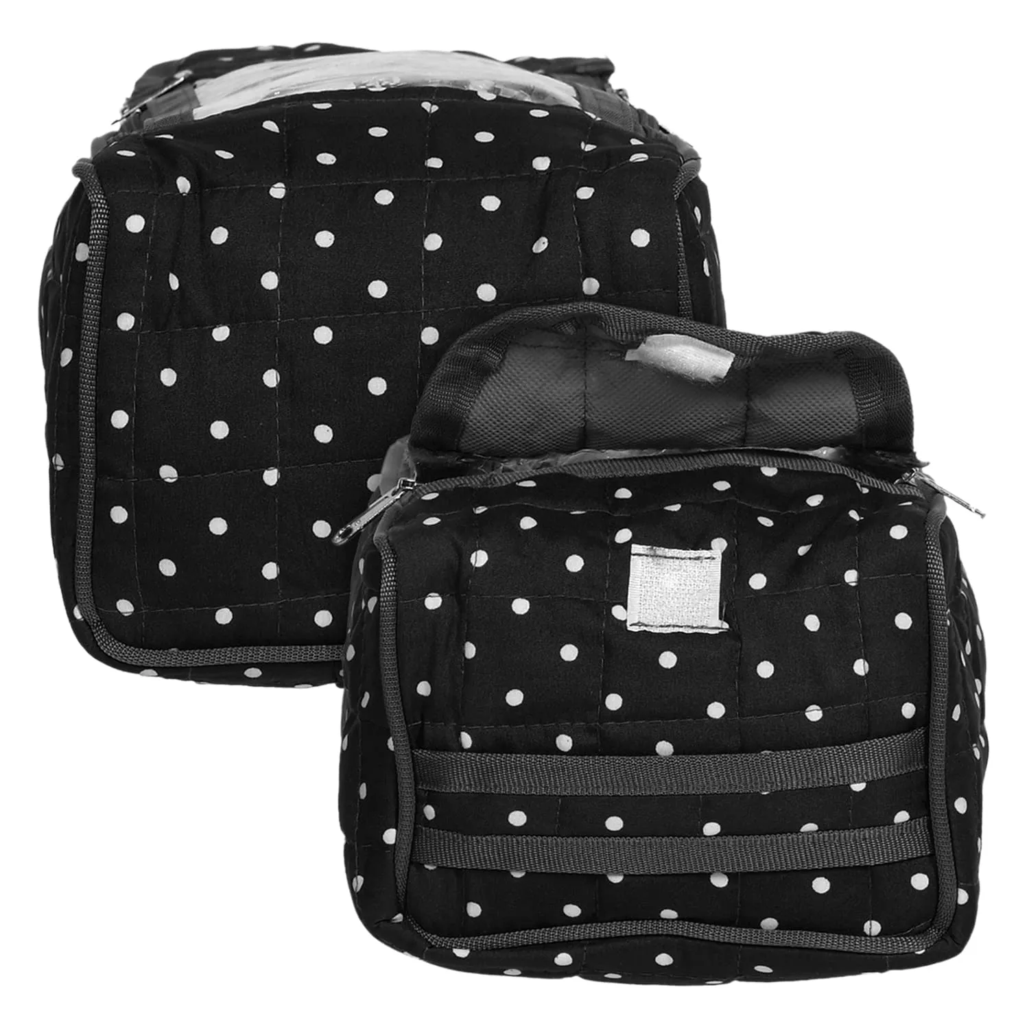 Kuber Industries Cotton Dot Print Jewellery Organizer For Bangles, Small Jewellery & Cosmetic (Black) 54KM4072