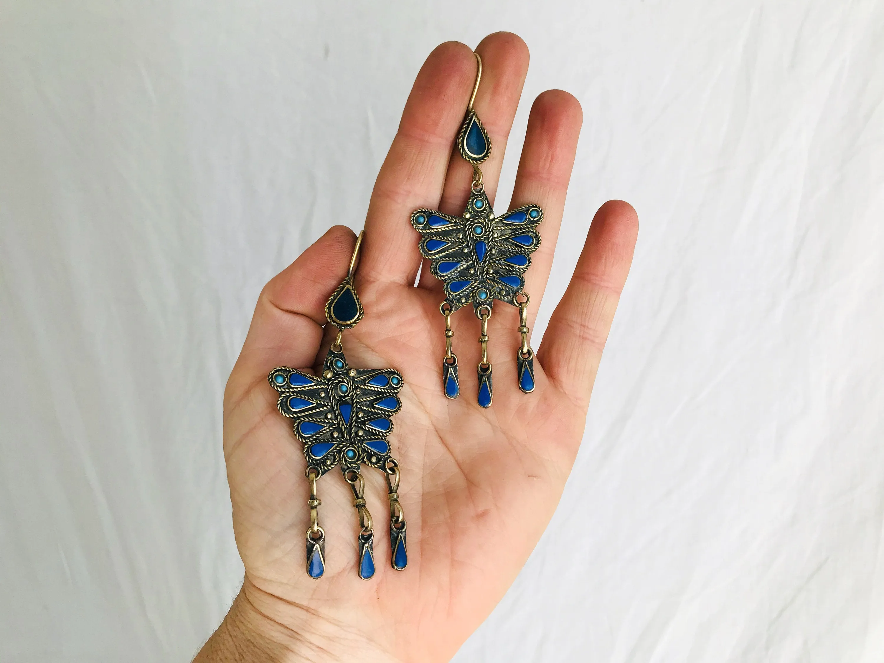 Kuchi Butterfly Earrings. Faux Lapis