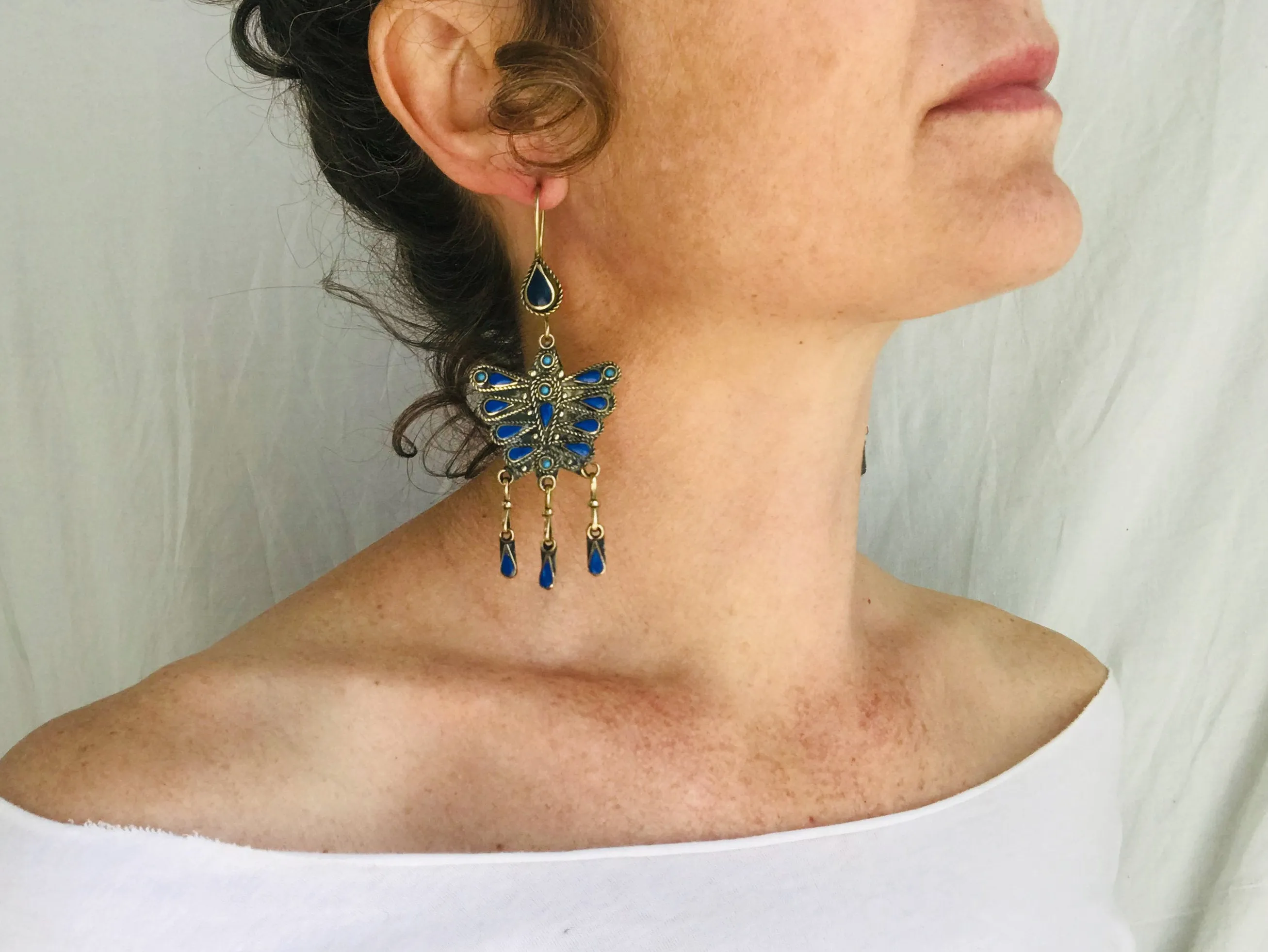 Kuchi Butterfly Earrings. Faux Lapis