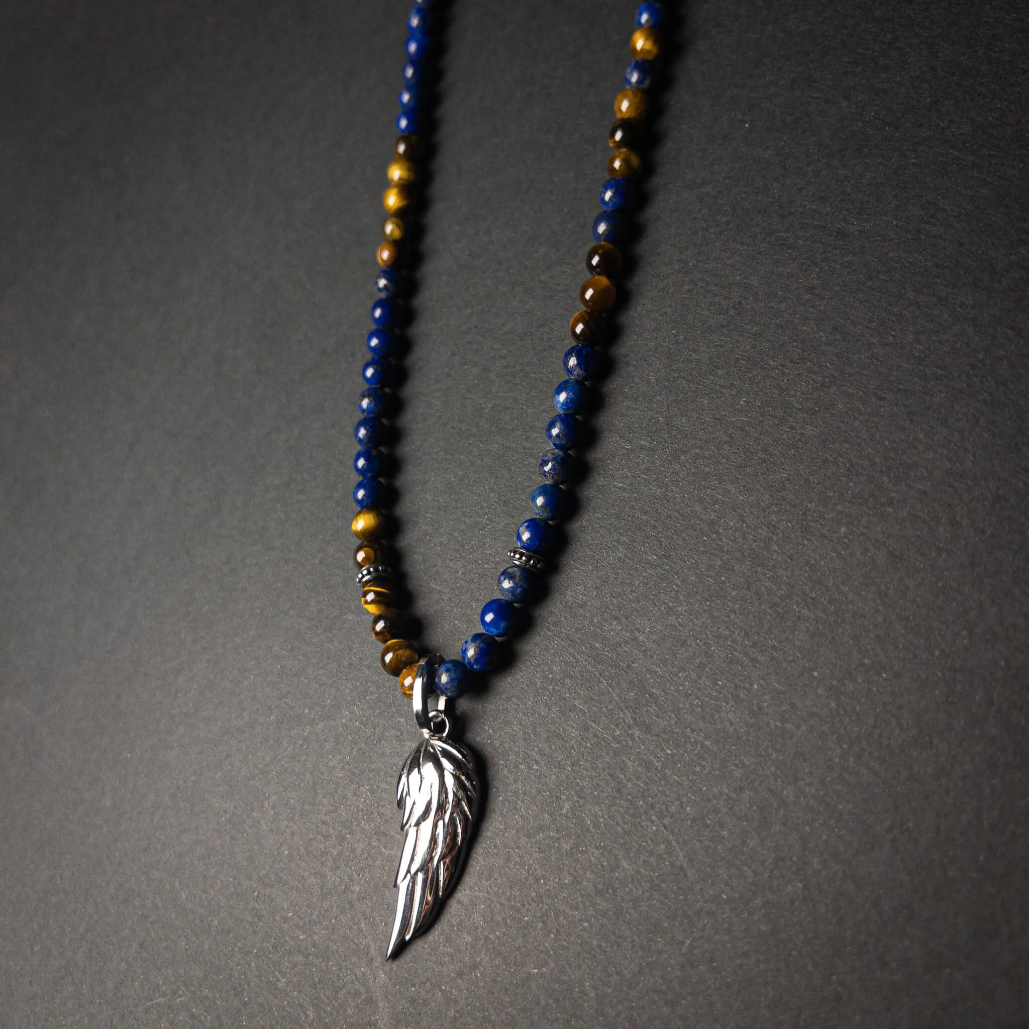 Lapis Lazuli and Brown Tiger eye Wing Necklace