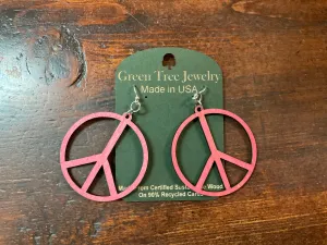 Large Pink Peace Sign Earrings