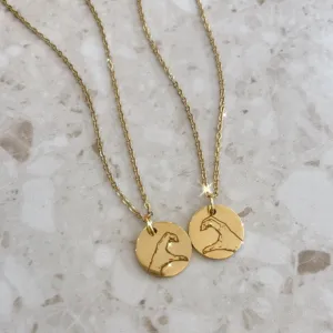 Lazer Engraved Couple Disc Necklaces - LINE ART