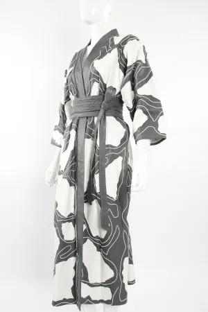 Leather Appliqué Belted Kimono Coat