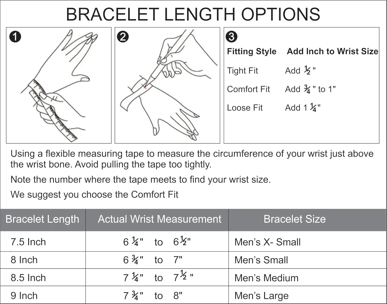 LeCalla Solid 925 Sterling Silver Italian Box Chain Bracelets for Men | Classic 3.5MM Minimalist Silver Bracelets (7.5, 8, 8.5, 9 Inches), Made in Italy