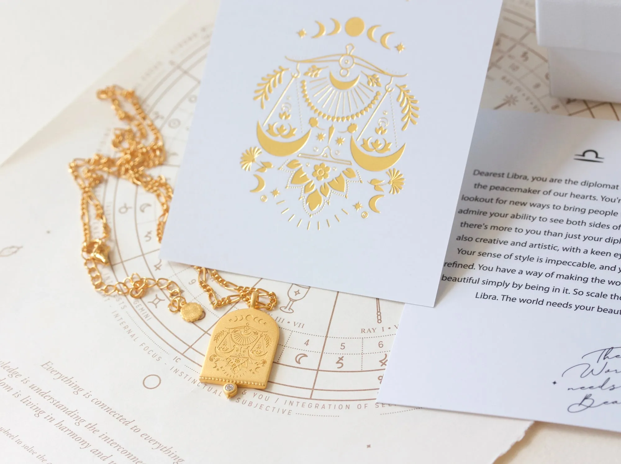 Libra Zodiac Necklace - Gold