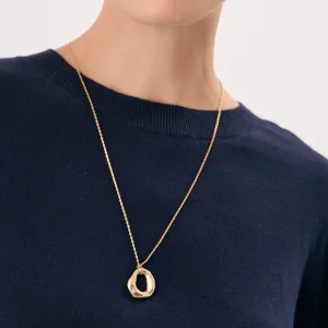 Long Ring Drop Pendant Necklace (Gold)