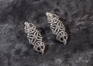 Long Silver Earrings - Ornamental Design Earrings - Statement Drop Earrings