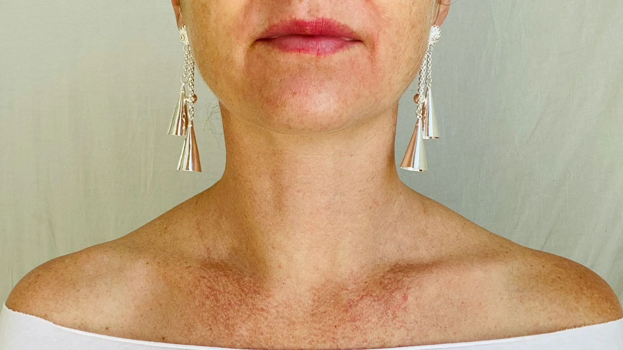 Long Silver Hmong Dangle Earrings. 0026