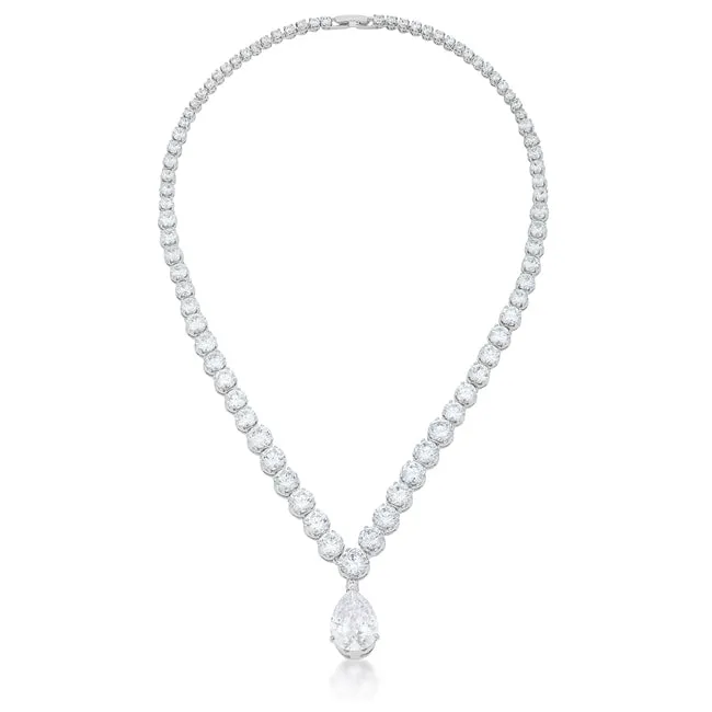 LOVCIA Dazzling Pear and Round Zirconia Pendant Necklace