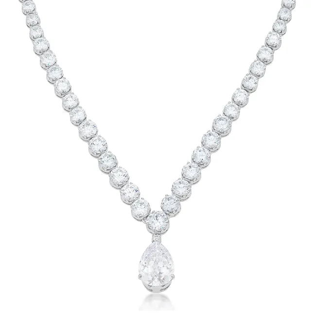 LOVCIA Dazzling Pear and Round Zirconia Pendant Necklace