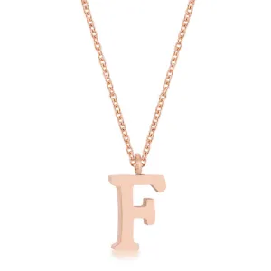 LOVCIA Rose Gold Stainless Steel Initial 'F' Pendant Necklace
