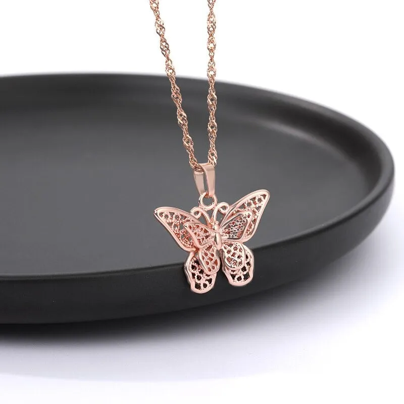 Lovely Heart, Butterfly, and Flower Pendant Necklaces