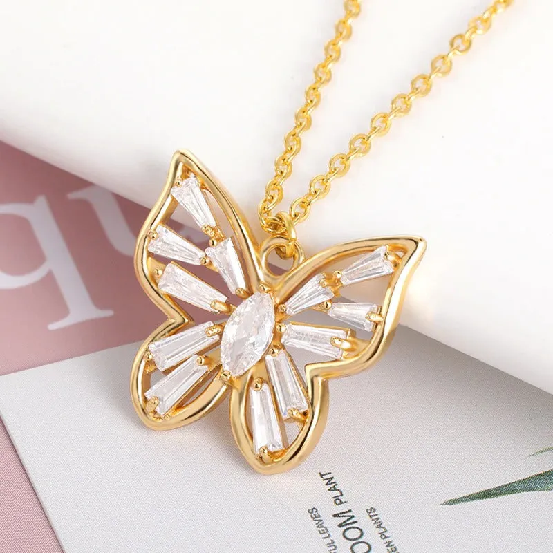 Lovely Heart, Butterfly, and Flower Pendant Necklaces