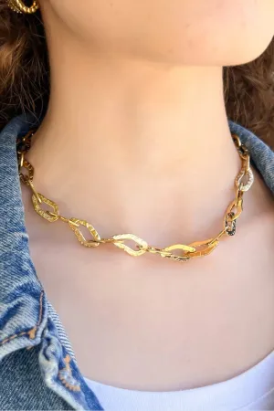 Lucy Gold Hammered Chain Necklace