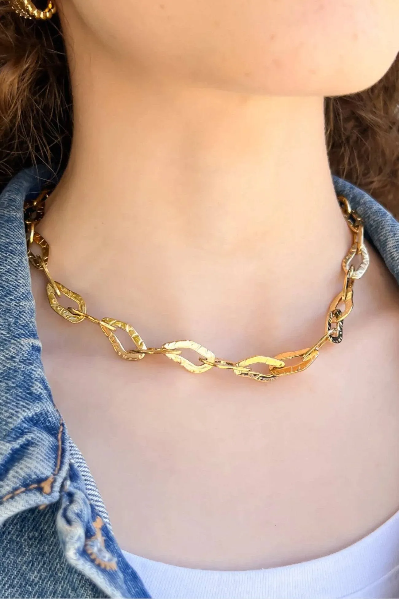 Lucy Gold Hammered Chain Necklace