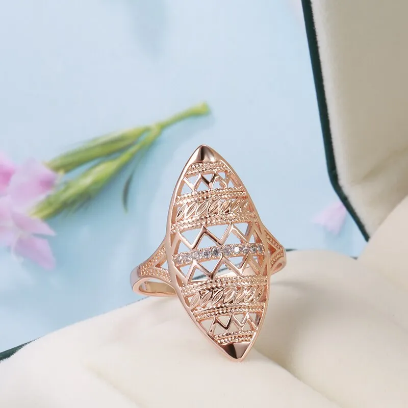 Luxury 585 Rose Gold Ring for Women