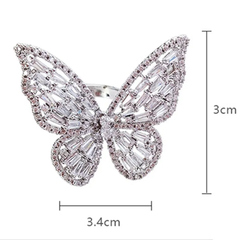 Luxury Butterfly Shine Crystal Rings for Women