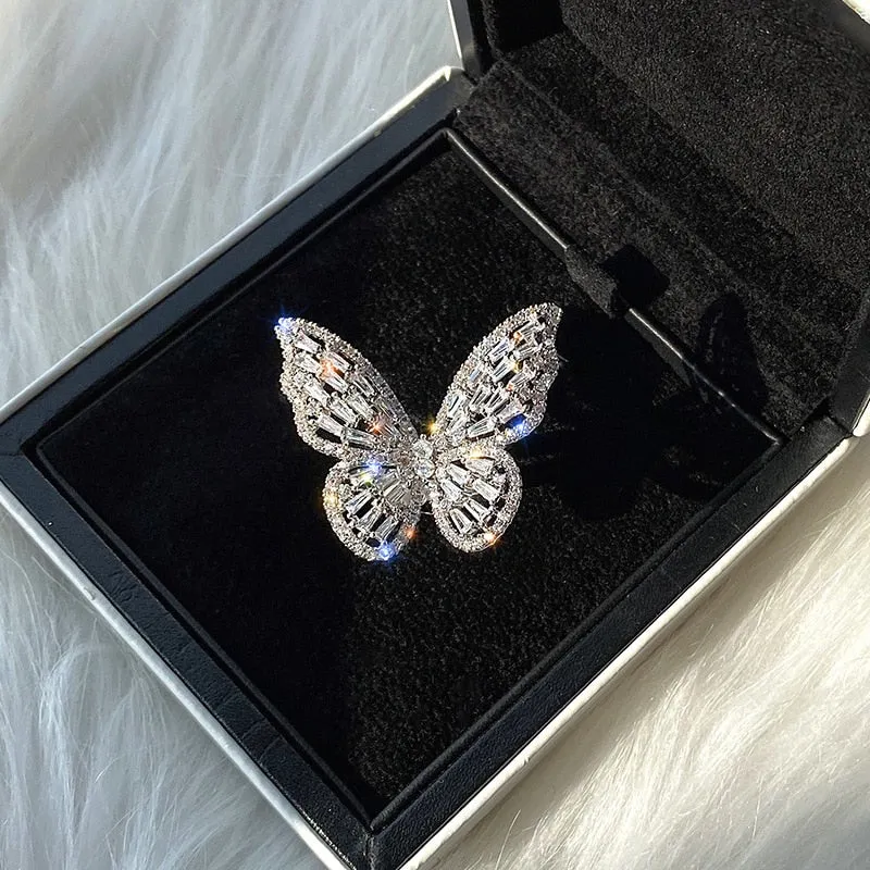 Luxury Butterfly Shine Crystal Rings for Women