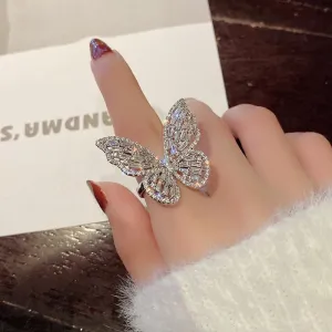 Luxury Butterfly Shine Crystal Rings for Women