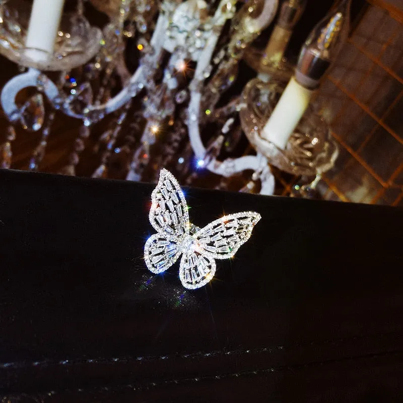 Luxury Butterfly Shine Crystal Rings for Women