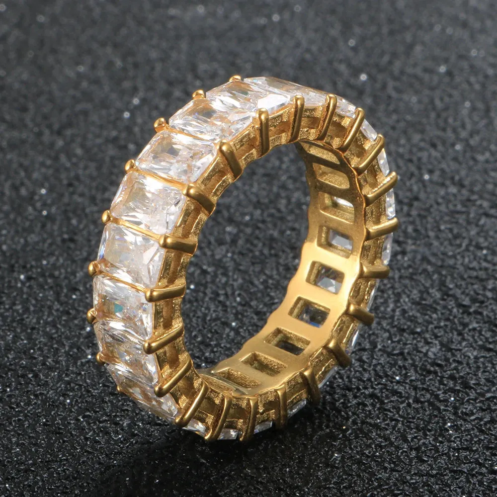 Luxury Cubic Zirconia Ring Row Eternal Crystal Engagement Wedding Ring