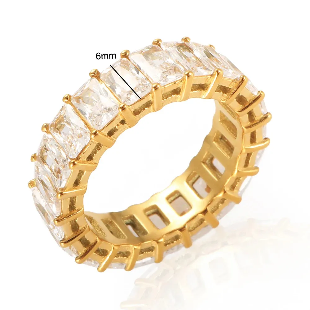Luxury Cubic Zirconia Ring Row Eternal Crystal Engagement Wedding Ring