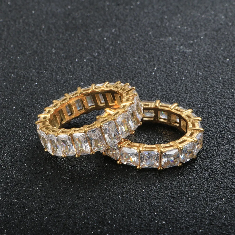 Luxury Cubic Zirconia Ring Row Eternal Crystal Engagement Wedding Ring